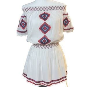Women’s XS Tularosa White and Red Embroidered Mini Dress